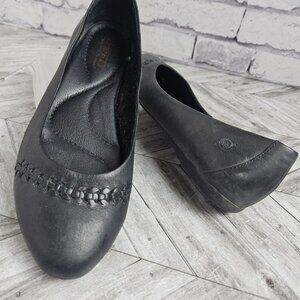 Born Black Leather Ballet Flats Shoes Womens 8 Braiding Detail Minimalist Staple